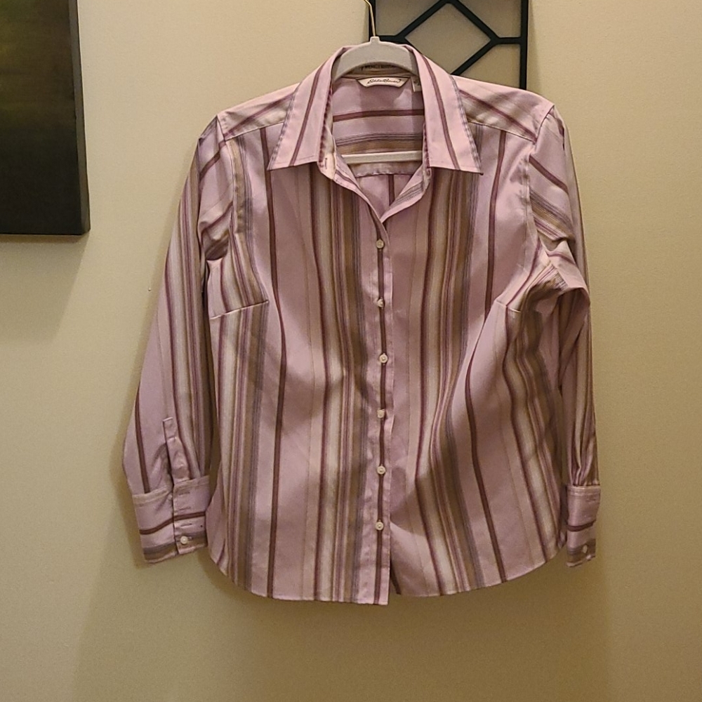 Eddie Bauer Petite Long Sleeve Stripe Blouse